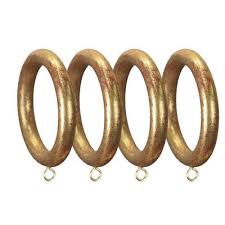 Antique gold colour decorative curtain rod rings for 1 3/8 inch thick wood curtain rods / poles Menagerie Compatible Smooth Drapery Curtain Ring Set Of 4 Curtains With Rings Gold Curtains Curtain Rings