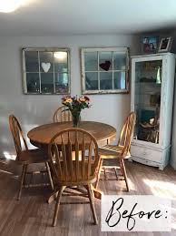 So we have a kitchen/dining room table from ikea that is the perfect size and shape for our dining room. Before After Farmhouse Kitchen Table Makeover The Happy Farmhouse