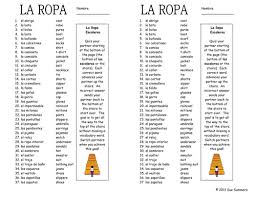 Partners Quiz Each Other To See Who Can Get All Vocabulary Correct And Climb Las Escaleras Or The Stairs Spanish Clothing Vocabulary Learn Another Language