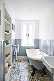 If you are thinking of using these two colors for your bathroom design idea, you should check out these great samples. Bathroom Main Idea Blue Gray Yellow Tile Pattern Apartment Renovation Small Bathroom Bathroom Design Small