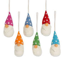 Every ornament has a story to tell! Set Of 6 Assorted Elf Wool Felt Ornaments Ebullient Elves Novica