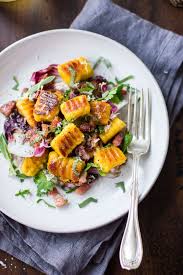 Gluten Free Pumpkin Ricotta Gnocchi With Pancetta And Seared Radicchio Rezept Rezepte Vegetarische Beilagen Leckeres Essen
