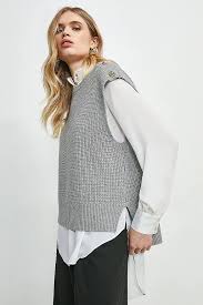 Maybe you would like to learn more about one of these? Button Shoulder Knit Tabard Karen Millen