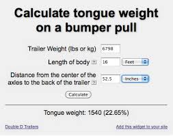 Tongue Weight On Bumper Pull Calculator