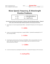 Welcome to the department of physics and astronomy answer key to the physics classroom 2009. Freq Wavelength Practice With Answers