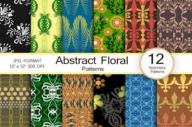 Colorful blossom digital paper pack, floral scrapbook pages, flower patterns, leaves background, scrapbooking invitations. Abstract Floral Patterns Scrapbook 1028958 Papers Design Bundles