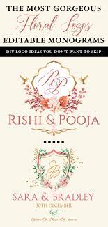 Floral Wedding Logo For Indian Invitation Monogram Crest Pastel Wedding Monogram As Custom Cre Wedding Stationery Digital Invitations Wedding Monogram Wedding