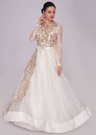 With over 50 years of bridal gown experience, we understand the importance of your wedding day.and every special occasion in your. White Organza Gown With Cut Dana Embroidery On The Bodice And Side Only On Kalki