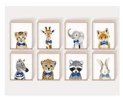 Baby Animal Prints Nursery Print Set 8 Safari Nursery Art Prints Bow Tie Animals Baby Boy Nursery Decor Boy Baby Shower Decor Safari Nursery Art Nursery Animal Prints Baby Animal Prints Nursery