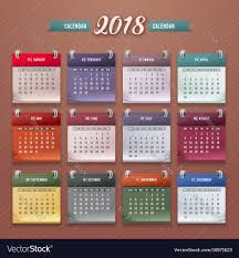Design Of Wall Monthly Calendar For 2018 Year Print Template With Set Of 12 Month Week Starts Monday Vector D Free Calendar Template Calendar Calendar 2018