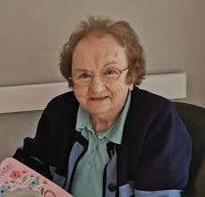 Peggy Sheeran (nee O'Boyle), Glengad, Pullathomas, Ballina, Co.Mayo, at her  daughters residence