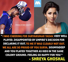 Sings the tune of love. Middle Stump Cricket Shreya Ghoshal On Suryakumar Yadav Facebook
