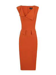 Kate Mini Peplum Waste Dress Burnt Orange Burnt Orange Dress Orange Cocktail Dresses Fall Dress Outfit