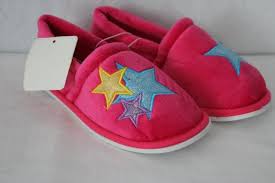 New Girls Slippers Size Medium 13 1 Pink Stars Soft House