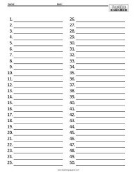 Every now and then i have to list the 50 states in a spreadsheet or report. Numbered Test Paper To 50 Teaching Squared