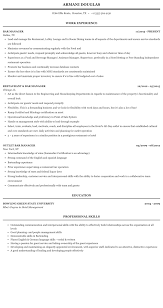 bar manager resume sample mintresume