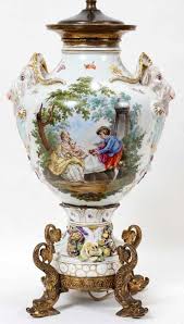 122182 Dresden German Porcelain Table Lamp C 1875 Porcelain Art Dresden Porcelain Porcelain Ceramics