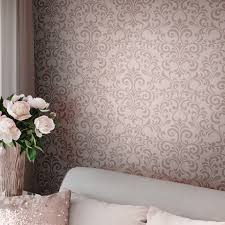 You can use different kinds of techniques in order to get a glitter wall. Lipsy Luxe Damask Rose Gold Metallic Glitter Wallpaper 144803
