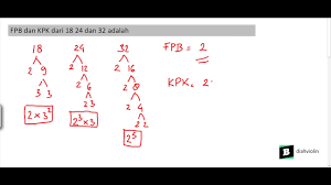 Kpk (a,b) masih dengan contoh yang sama seperti di atas, kita dapat mencari kpk dari 24 dan 60 sebagai berikut. Fpb Dan Kpk Dari 18 24 Dan 32 Adalah Youtube