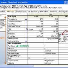 Vital Signs Template Of A Flowsheet Within The Electronic