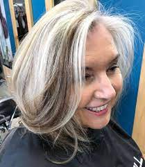 Chic White Blonde Hairstyle With Lowlights Blending Gray Hair Grey White Hair Low Lights Hair