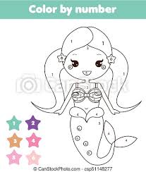 For boys and girls, kids and adults, teenagers and toddlers, preschoolers and older kids at school. Children Educational Game Coloring Page With Mermaid Color By Numbers Printable Activity Worksheet For Toddlers And Pre Canstock