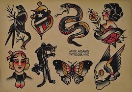 Old School Coloured Flash By Mike Adams Traditional Tattoo Art Tattoo Style Art Tattoo Flash Art