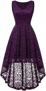 Bridesmay Women Vintage High Low Sleeveless Floral Lace Cocktail Party Swing Dress Grape S At Amazon Women S Clot Fashion Dresses Pretty Dresses Dressy Dresses