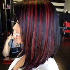 Red Streaks On Black Hair Hair Color For Black Hair Black Red Hair Hair Color Streaks