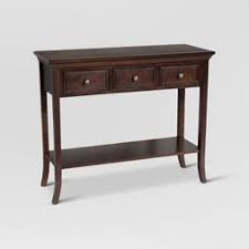 Owings Console Table With 2 Shelves And Drawers Espresso Brown Threshold Console Table Rustic Console Tables Rustic Consoles