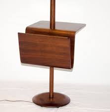Diy table lamp using recycled tube roll & jollibee chicken bucket. Mid Century Walnut Floor Lamp With Bent Ply Table And Magazine Rack At 1stdibs