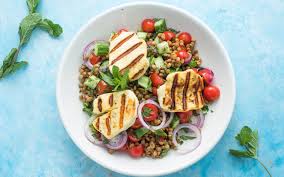 Lentil And Grilled Halloumi Salad Halloumi Salad Halloumi Grilled Halloumi