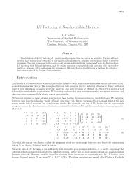 We will study a direct method for solving linear systems: Pdf Lu Factoring Of Non Invertible Matrices