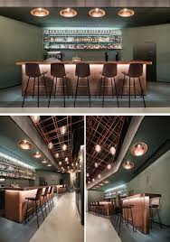 Basement decor basement design stylish cabinet modern home bar diy basement modern house bar interior design contemporary bar. This Bar In Stuttgart Has Walls Of Glass That Show Off The Wood And Copper Interior