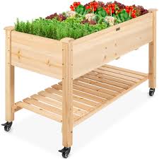 Wooden planters don't have to look boring or ordinary at all! Mobile Elevated Planter Best Choice Products
