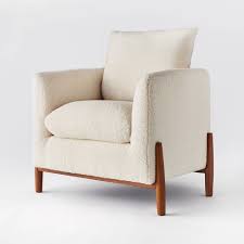 Jiayi doll house dining room arm chair cherub design. Elroy Sherpa Accent Chair With Wood Legs Cream Threshold Designed With Studio Mcgee Target