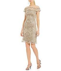 Tadashi Shoji Off The Shoulder Metallic Lace Dress Metallic Lace Dress Metallic Cocktail Dresses Womens Cocktail Dresses