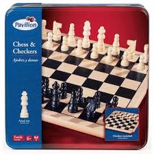 Juegos de mesa juegos clásicos rol y magia estrategia y habilidad juegos general juguetes 4 años 5 años 6 años 7 años 8 años. Pavilion Chess Checkers Board Game Set In A Tin Jeu De Dames Play Echecs