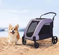 Dog Stroller with Durable Shock-Absorbing PU Wheels