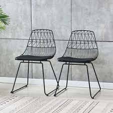 2x Black Metal Wire Mesh Dining Chairs Industrial Retro Dining Room Kitchen Bar