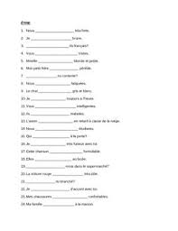 35 Sentences Fill In The Blank With The French Verb Etre Can Be Used With Any Simple Tense French Worksheets French Language Lessons French Words