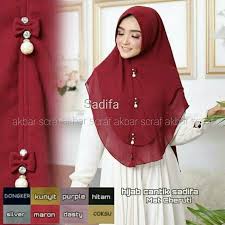Bismillah Hijab Cantik Jilbab Instan Khimar Sadifa Berbahan Dari Cheruti 55rb Model Pakaian Hijab Model Pakaian Muslim Model Pakaian