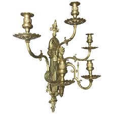Stunning And Large Antique Bronze Wall Lamp Candle Sconce With Goddess Sculpture For Sale At 1stdibs