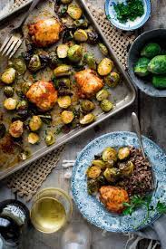 Slice broccoli stems into 1/4 inch thick rounds, cut florets in bite sized pieces. Chicken And Brussels Sprouts Sheet Pan Dinner Healthy Seasonal Recipes