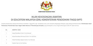 Examen nacional logo kementerian pendidikan dan kebudayaan indonesia ministerio de educación y cultura, logo, indonesia, educación de la primera infancia png. Iklan Jawatan Kosong Di Education Malaysia Em Kementerian Pendidikan Tinggi Kpt