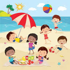 Summer beach background material, great, sandy beach png. Happy Kids Having Fun On The Beach Royalty Free Cliparts Vectors And Stock Illustration Image 89001442