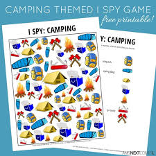 Camping Themed I Spy Game Free Printable For Kids Camping Theme Preschool Camping Theme Classroom Camping Activities For Kids