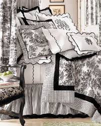 Black And White Pattern Bed Sheets Amazing Use Of Black And White Pattern And Texture Black And White Decor Monogram Bedding French Country Bedrooms