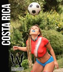 Soccer girls bodyart paintings jersey. Models With Their Bodies Painted In The Colors World Cup 2018 Teams Q Costa Rica