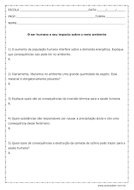 Atividades de ciências 3° ano ensino fundamental. Atividade De Geografia O Ser Humano E Seu Impacto Sobre O Meio Ambiente 1Âº Ano Ensino Medio Acessaber